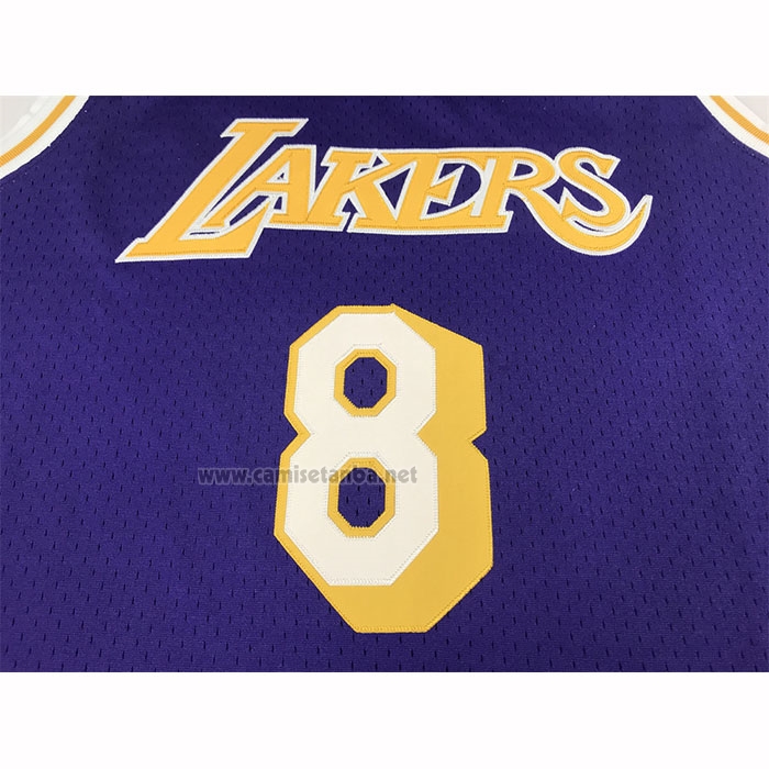 Camiseta Los Angeles Lakers Kobe Bryant NO 8 Autentico 1996-97 Violeta